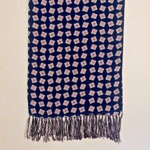 Navy and Red Geometric Vintage Opera Scarf